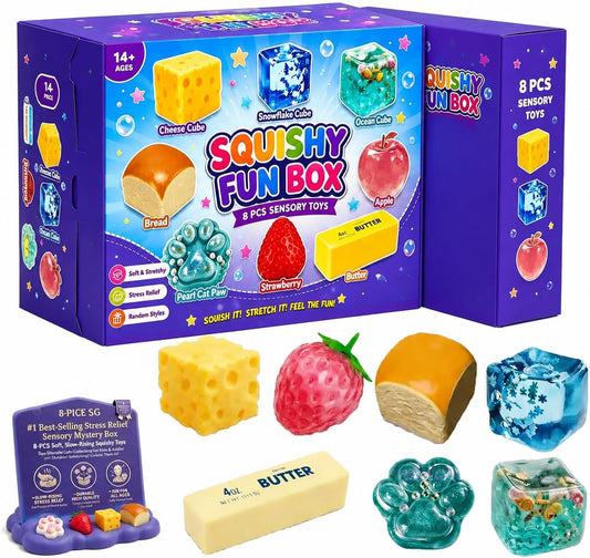 8-Piece Set Mystery Squishy Box Malt Sugar Stress Relief Fidget Toys